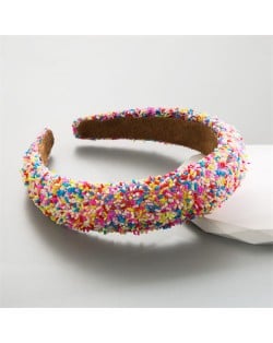 Korean Hair Accessories Candy Colorful Mini Beads Decorated Wholesale Fashion Hair Hoop - Seven Colorful