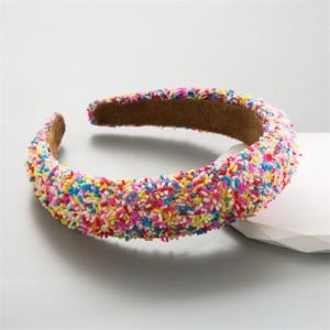 Korean Hair Accessories Candy Colorful Mini Beads Decorated Wholesale Fashion Hair Hoop - Red Colorful