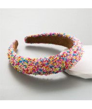 Korean Hair Accessories Candy Colorful Mini Beads Decorated Wholesale Fashion Hair Hoop - Red Colorful