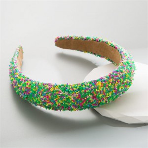 Korean Hair Accessories Candy Colorful Mini Beads Decorated Wholesale Fashion Hair Hoop - Green