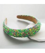 Korean Hair Accessories Candy Colorful Mini Beads Decorated Wholesale Fashion Hair Hoop - Green