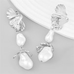 Sring Summer Style Flower with Irregular Pearl Design Wholesale Women Earrings - Silver