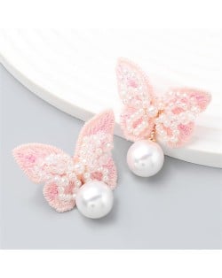 Sring Summer Style Flower with Irregular Pearl Design Wholesale Women Earrings - Silver