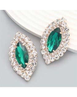 Bling Rhinestone Surround Olive Shape Design Wholesale Women Party Earrings - Rose