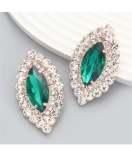 Bling Rhinestone Surround Olive Shape Design Wholesale Women Party Earrings - Rose