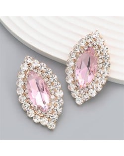 Bling Rhinestone Surround Olive Shape Design Wholesale Women Party Earrings - Violet