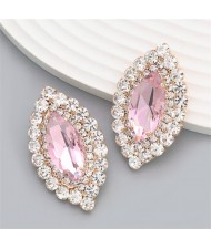 Bling Rhinestone Surround Olive Shape Design Wholesale Women Party Earrings - Violet