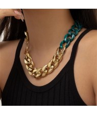 Punk Style Two-tone Thick Chain Wholesale Fashion Women Necklace - Green