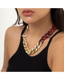 Punk Style Two-tone Thick Chain Wholesale Fashion Women Necklace - Green