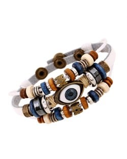 Punk Style Classic Blue Color Eye Design Wholesale Leather Bracelet - Red