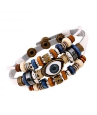 Punk Style Classic Blue Color Eye Design Wholesale Leather Bracelet - Red