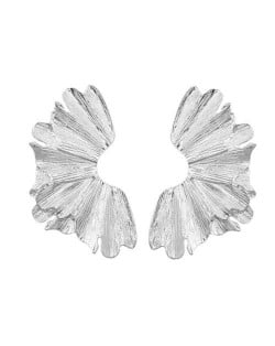 Alloy Texture Flower Fashion Elegant Female Metal Wholesale Earrings - Silver