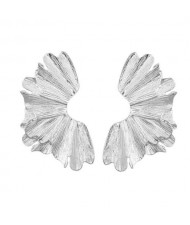 Alloy Texture Flower Fashion Elegant Female Metal Wholesale Earrings - Silver