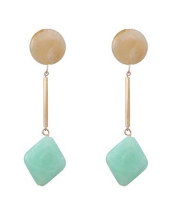 Round and Square Combo Design Girl's Geometric Fashion Wholesale Earrings - Green