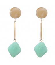 Round and Square Combo Design Girl's Geometric Fashion Wholesale Earrings - Green