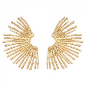 Vintage Fashion Half Rim Sunflower Wholesale Costume Earrings - Golden