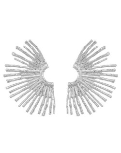 Vintage Fashion Half Rim Sunflower Wholesale Costume Earrings - Silver