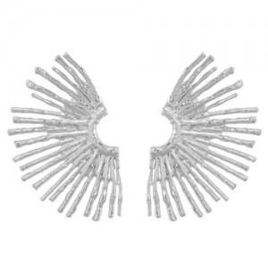 Vintage Fashion Half Rim Sunflower Wholesale Costume Earrings - Silver