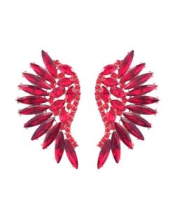 Delicate Rhinestone Angel Wings Design Bohemian Fashion Wholesale Earrings - Red