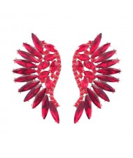 Delicate Rhinestone Angel Wings Design Bohemian Fashion Wholesale Earrings - Red