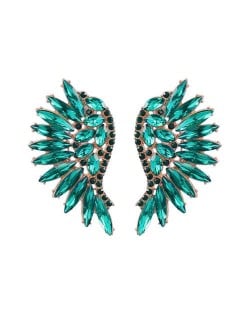 Delicate Rhinestone Angel Wings Design Bohemian Fashion Wholesale Earrings - Green