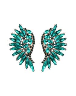 Delicate Rhinestone Angel Wings Design Bohemian Fashion Wholesale Earrings - Green