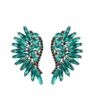 Delicate Rhinestone Angel Wings Design Bohemian Fashion Wholesale Earrings - Green