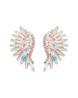 Delicate Rhinestone Angel Wings Design Bohemian Fashion Wholesale Earrings - Luminous White