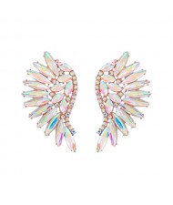 Delicate Rhinestone Angel Wings Design Bohemian Fashion Wholesale Earrings - Luminous White