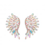 Delicate Rhinestone Angel Wings Design Bohemian Fashion Wholesale Earrings - Luminous White