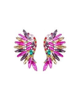 Delicate Rhinestone Angel Wings Design Bohemian Fashion Wholesale Earrings - Multicolor