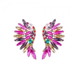 Delicate Rhinestone Angel Wings Design Bohemian Fashion Wholesale Earrings - Multicolor