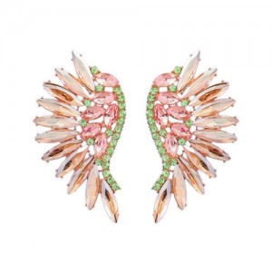 Delicate Rhinestone Angel Wings Design Bohemian Fashion Wholesale Earrings - Champagne