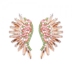 Delicate Rhinestone Angel Wings Design Bohemian Fashion Wholesale Earrings - Champagne