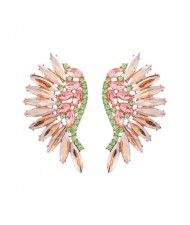 Delicate Rhinestone Angel Wings Design Bohemian Fashion Wholesale Earrings - Champagne