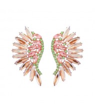 Delicate Rhinestone Angel Wings Design Bohemian Fashion Wholesale Earrings - Champagne