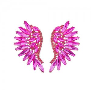 Delicate Rhinestone Angel Wings Design Bohemian Fashion Wholesale Earrings - Rose