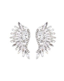 Delicate Rhinestone Angel Wings Design Bohemian Fashion Wholesale Earrings - Silver