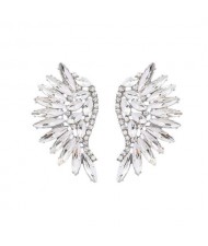 Delicate Rhinestone Angel Wings Design Bohemian Fashion Wholesale Earrings - Silver