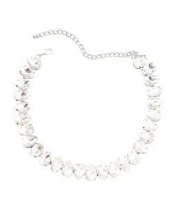 Shining Rhinestone Waterdrop Sweater Chain Wholesale Costume Necklace - Transparent