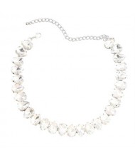 Shining Rhinestone Waterdrop Sweater Chain Wholesale Costume Necklace - Transparent