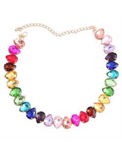 Shining Rhinestone Waterdrop Sweater Chain Wholesale Costume Necklace - Multicolor