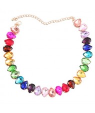 Shining Rhinestone Waterdrop Sweater Chain Wholesale Costume Necklace - Multicolor