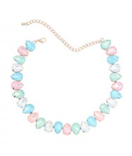 Shining Rhinestone Waterdrop Sweater Chain Wholesale Costume Necklace - Light Multicolor