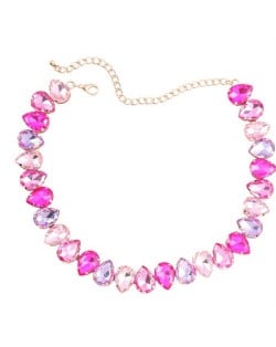 Shining Rhinestone Waterdrop Sweater Chain Wholesale Costume Necklace - Rose