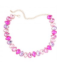 Shining Rhinestone Waterdrop Sweater Chain Wholesale Costume Necklace - Rose