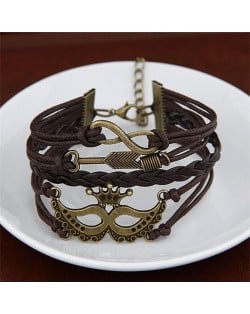 Infinity Sign Arrow and Woman Mask Pendants Fashion Bracelet