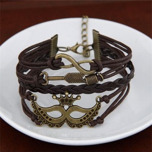 Infinity Sign Arrow and Woman Mask Pendants Fashion Bracelet