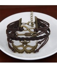 Infinity Sign Arrow and Woman Mask Pendants Fashion Bracelet