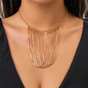 Fashion Tassel Design Snake Bone Chain Sweet Cool Style Wholesale Necklace - Golden